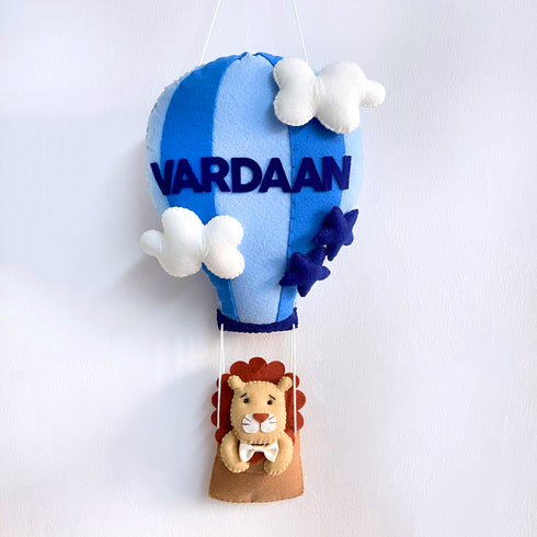 Hot Air Balloon Name Wall Hanging with a Lion