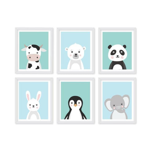 Monochrome Animal Portrait Frames Set
