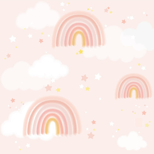 Peach Rainbows Kids Nursery Wallpaper