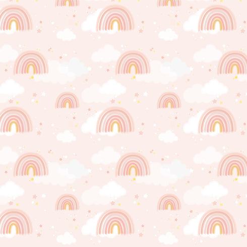 Peach Rainbows Kids Nursery Wallpaper