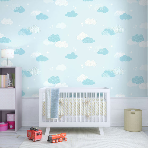 Kids Baby nursery decor Clouds Wallpaper