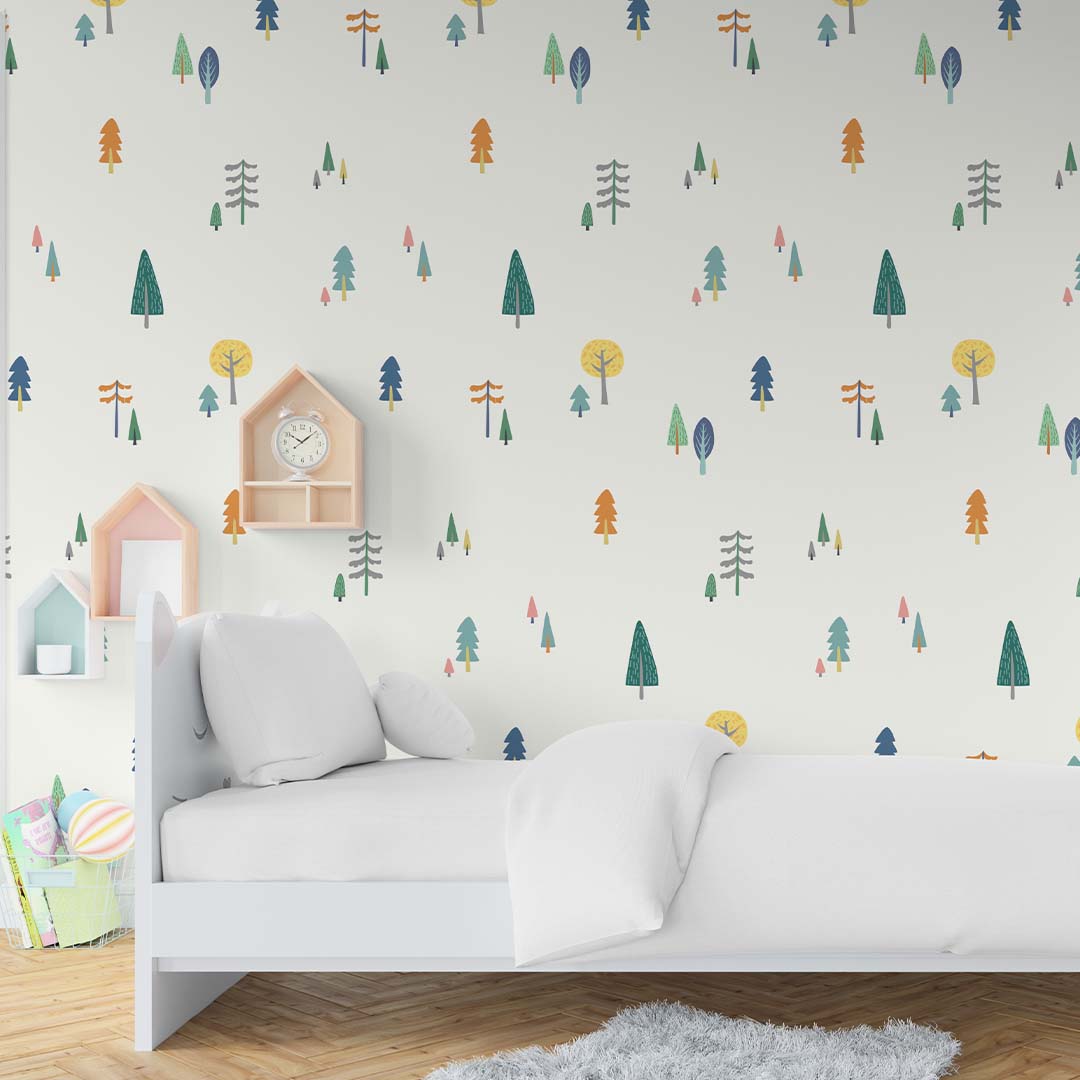 Baby Nursery Woodland Pine Trees Wallpaper Nursery Wall Decor Kids Room