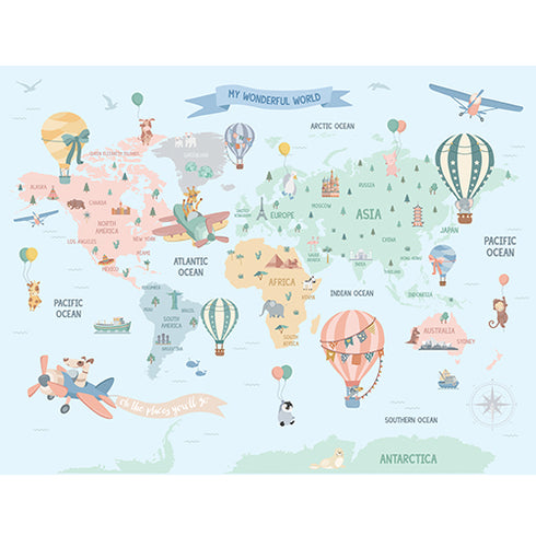 Hot Air Balloon World Map Wallpaper
