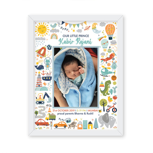 Baby Boy Birth Detail Frame - All Things Blue