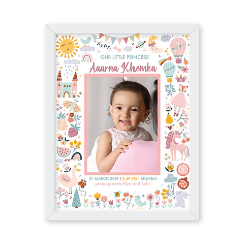 Baby Girl Birth Detail Frame - All Things Pink