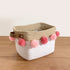 Jute & Cotton Rope Basket Small with Pink Pom Poms