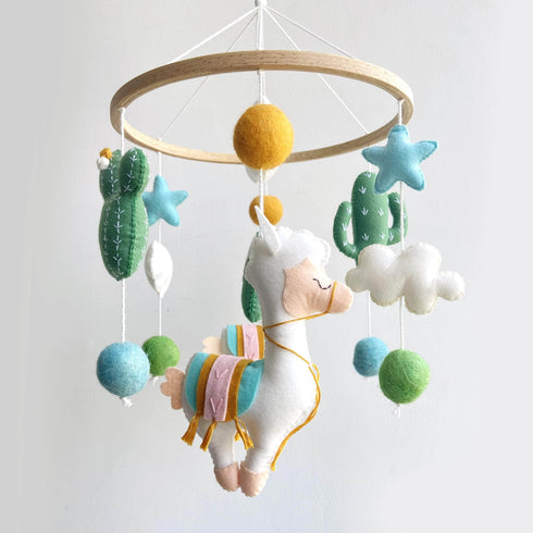 Baby Llama Cot Mobile - Amber