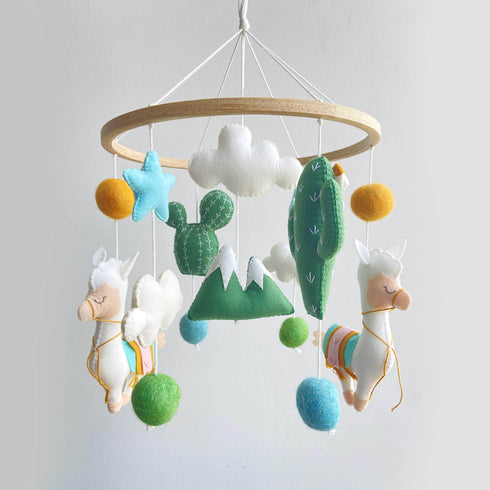 Baby Llama Cot Mobile - Amber