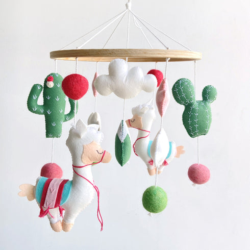 Baby Llama Cot Mobile - Cherry
