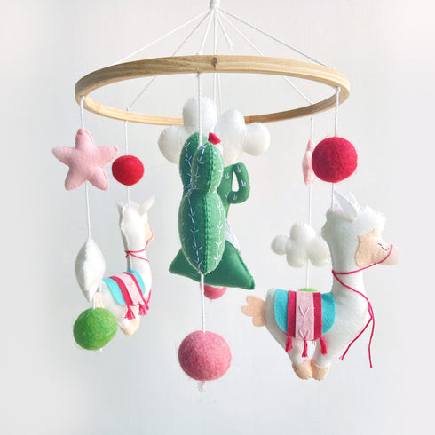 Baby Llama Cot Mobile - Cherry