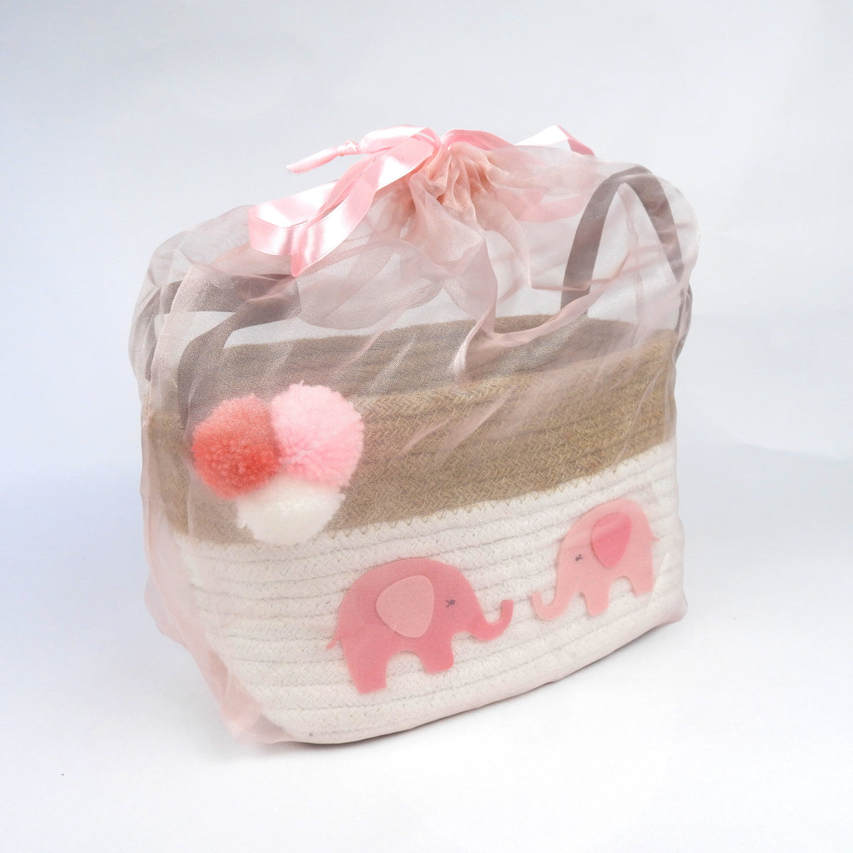 Newborn Baby Girl Elephant Gift Basket Hamper Baby Shower Gift Idea