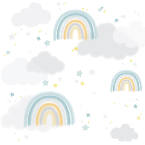 Teal Rainbows Kids Nursery Wallpaper