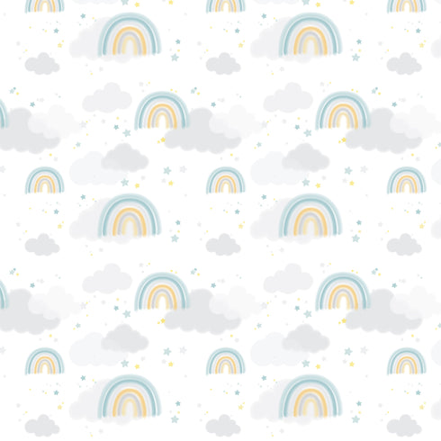 Teal Rainbows Kids Nursery Wallpaper
