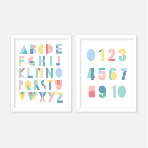 Alphabet & Numbers Wall Art Set