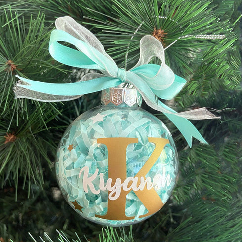 Personalised Christmas Ornament Ball - Aqua