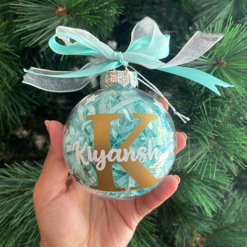 Personalised Christmas Ornament Ball - Aqua