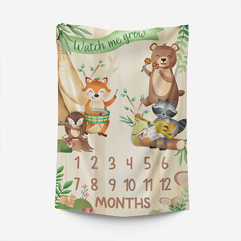 Baby Milestone Blanket - Woodland Animals