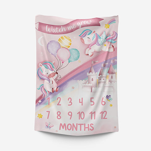 Baby Milestone Blanket - Flying Unicorns