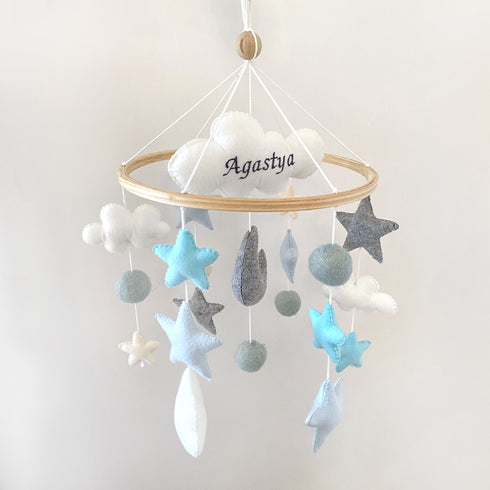Stars & Moon Cot Mobile - Blue