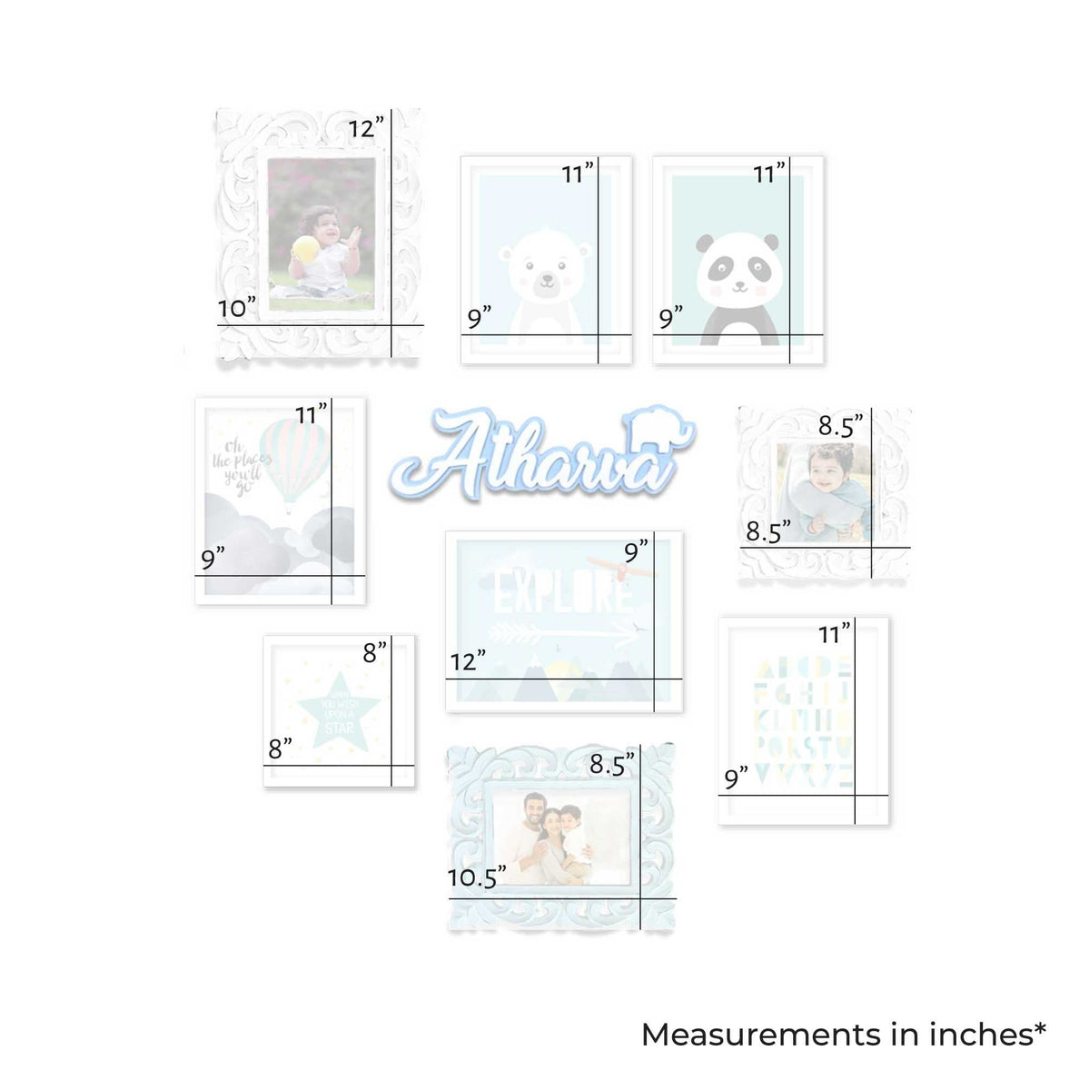 Baby Nursery Wall Decor Blue Sky Theme Gallery Wall Art Set Baby Boy