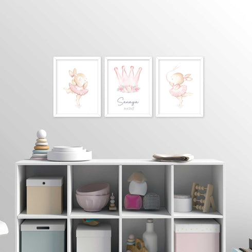 Bunny Ballerinas Nursery Wall Art