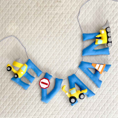 Personalised Construction Theme Name Bunting / Garland