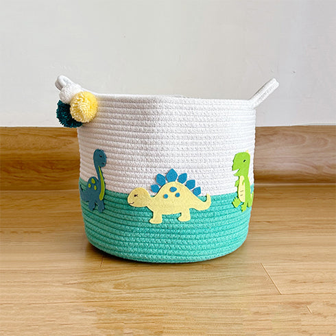 Dinosaur Adventures - Green Rope Personalised Storage Basket