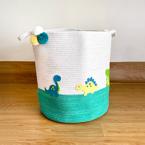 Dinosaur Adventures - Green Rope Personalised Storage Basket