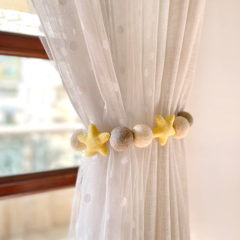 Star and Felt Ball - Curtain Tie Pair