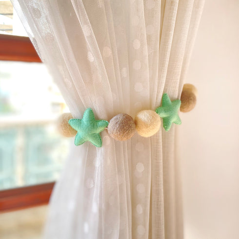 Star and Felt Ball - Curtain Tie Pair