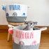 Blue Elephant - Grey Rope Personalised Storage Basket