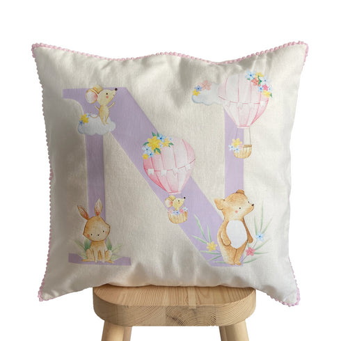 Alphabet Throw Cushion - Hot Air Balloons