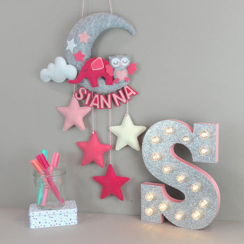 Personalised Elephant and Owl Wall Hanging