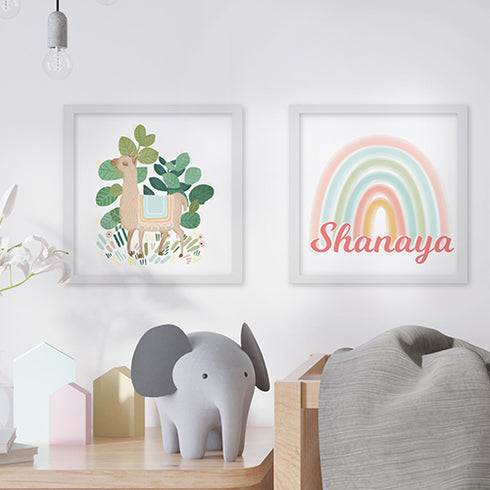 Llama and Rainbow Wall Art Set