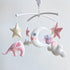 Elephant Owl Moon Cot Mobile - Pink And White