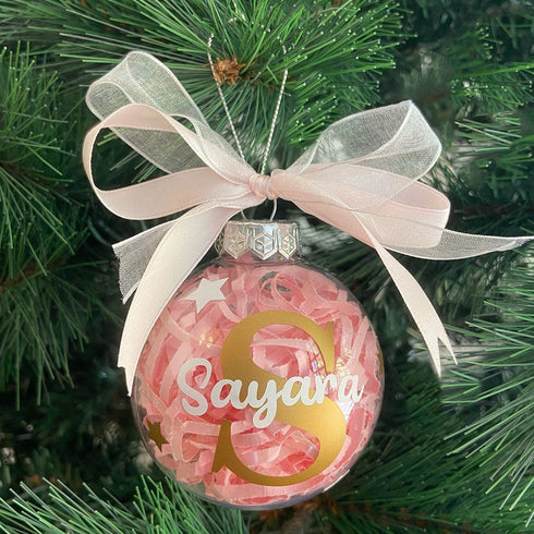Personalised Christmas Ornament Ball - Pink