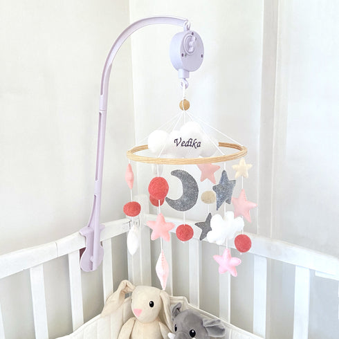 Stars & Moon Cot Mobile - Pink