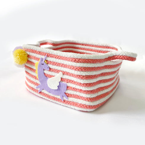 Coral & White Striped Basket - Little Unicorn