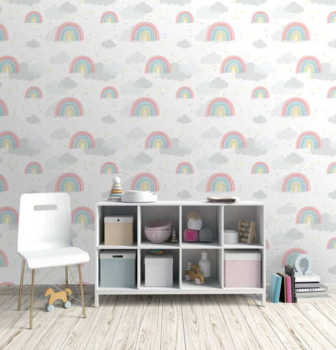 Multicolour Rainbows Kids Nursery Wallpaper