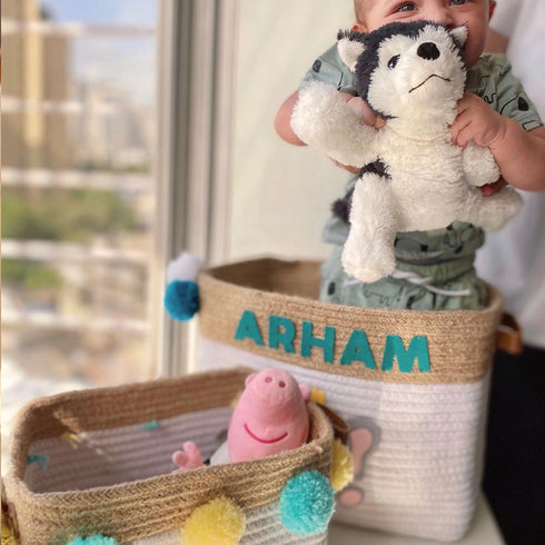 Jute & Cotton Rope Storage Basket - Elephant