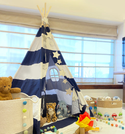 Tent/Tepee - Blue and White Striped