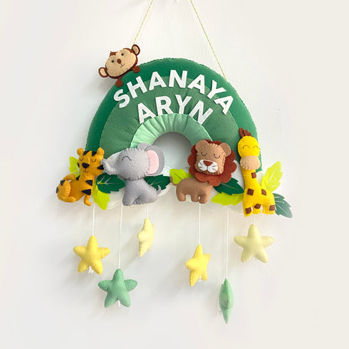 Jungle Safari Twins Personalised Name Hanging