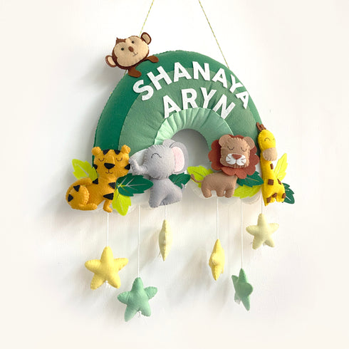 Jungle Safari Twins Personalised Name Hanging