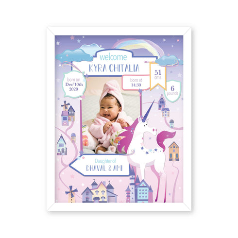 Baby Birth Detail Frame - Enchanted Unicorn