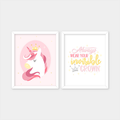 Unicorn Crown - Wall Art Pair