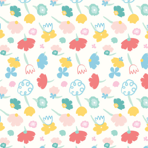 Flower Power Nursery Wallpaper - White