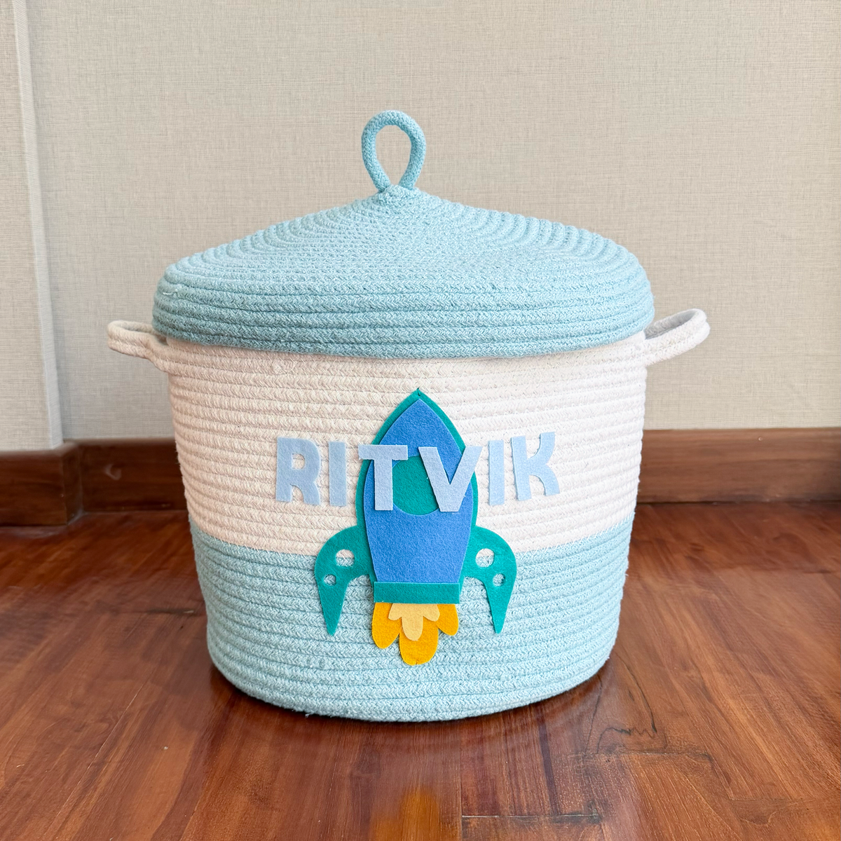 Kids Unicorn -Pink Rope With Lid Personalized Storage Basket – GWD Kids