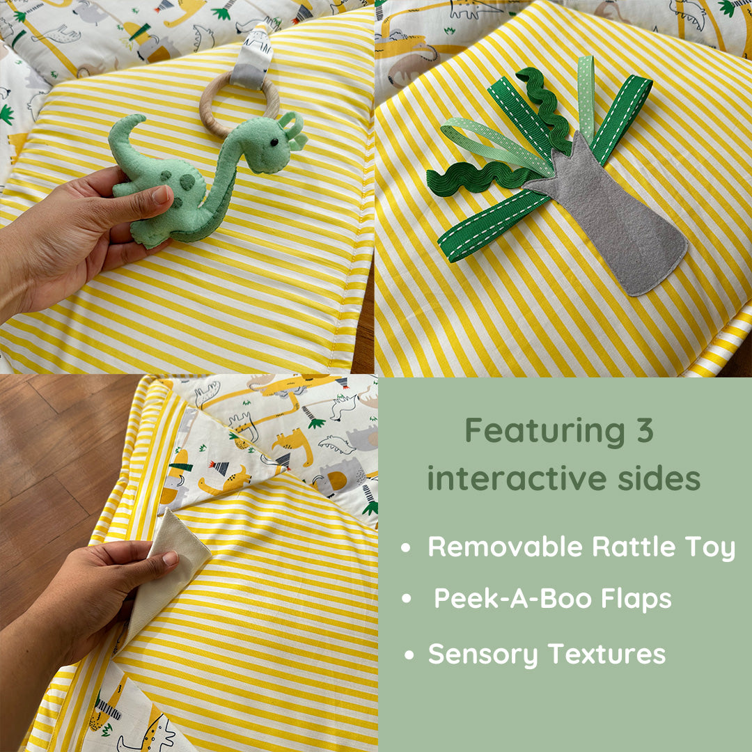 Soft Cotton Yellow Dino Playmat For Babies – GWD Kids