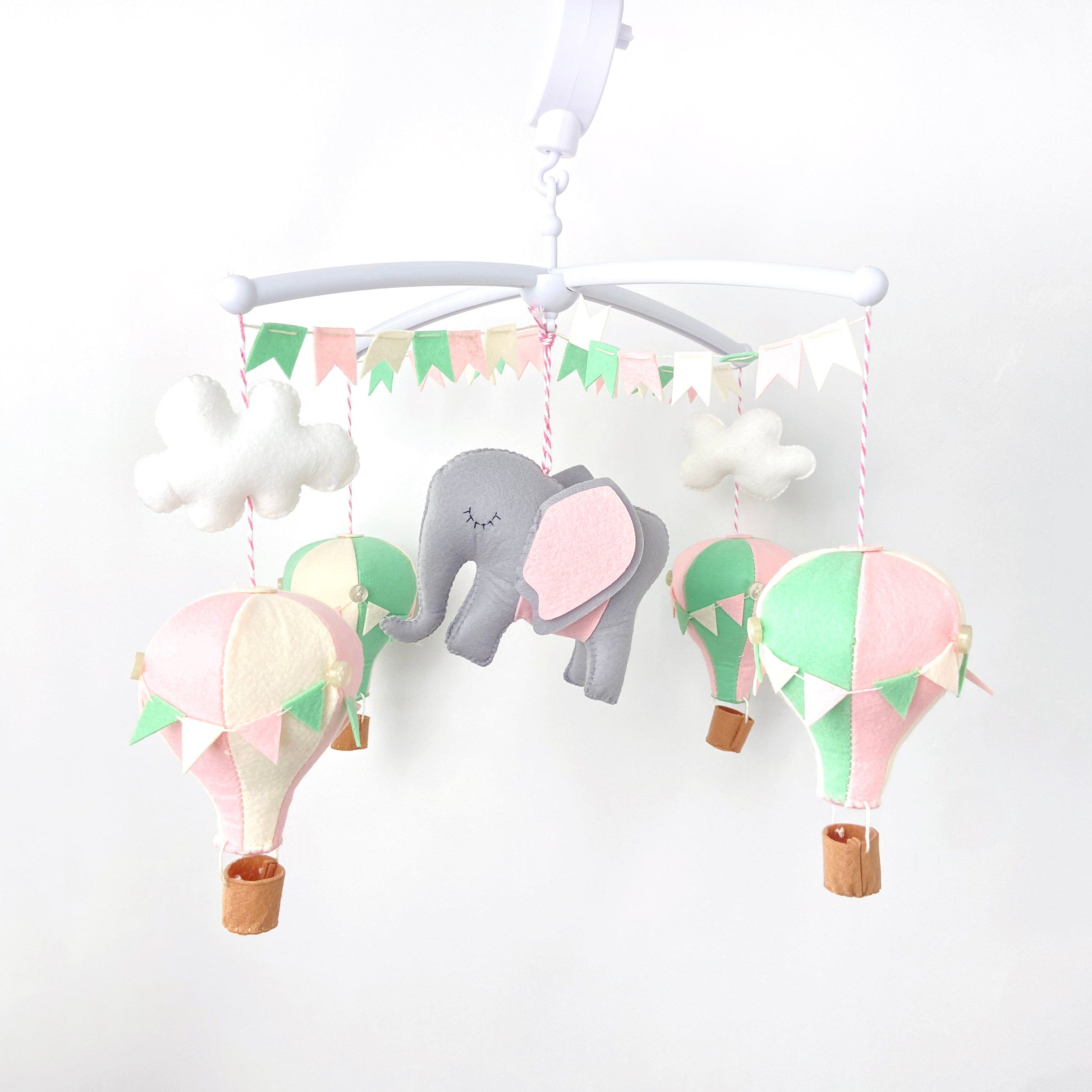 Pink Mint Hot Air Balloon Cot Mobile