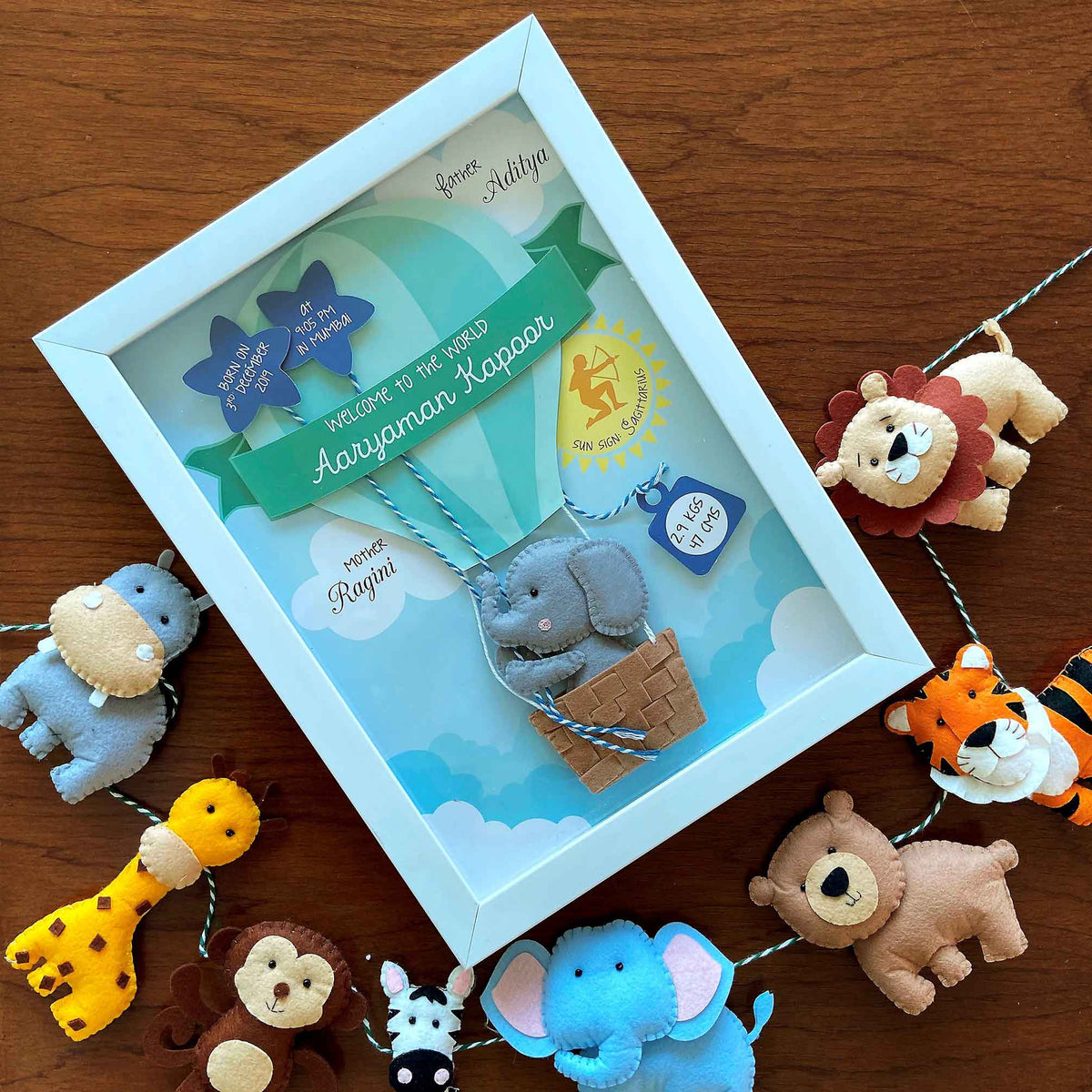 Birth Statistics Frame - Hot Air Balloon – GWD Kids